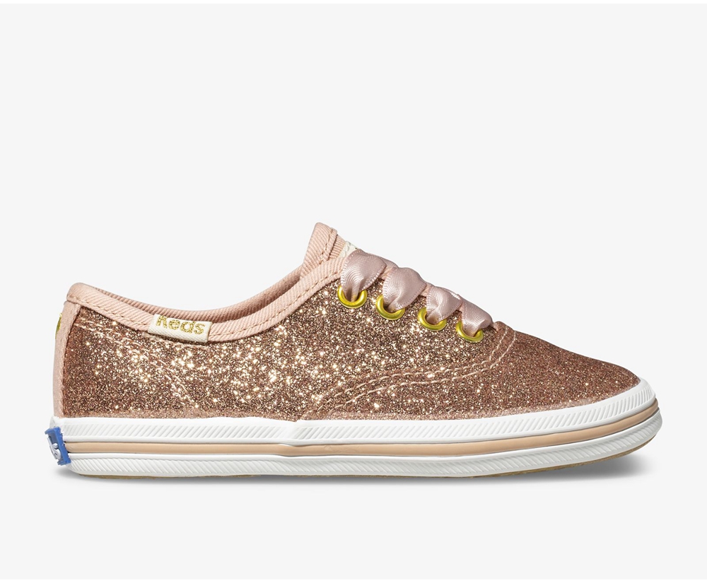 Πανινα Παπουτσια Παιδικα - Keds Kate Spade New York Champion Glitter - Ροζ Χρυσο Χρωμα - EICAS2705